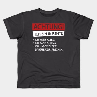 Achtung ich bin in rente (white) Kids T-Shirt